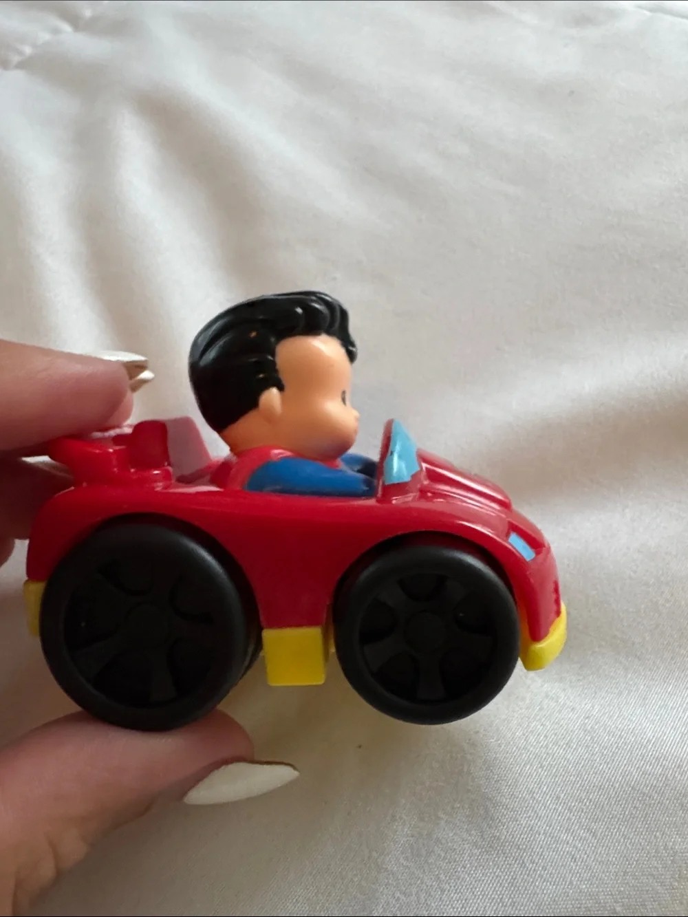 Fisher-Price Little People DC Universe Superman Figure in Red Car Vehicle